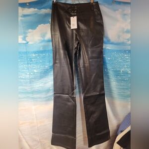 WeWoreWhat NWT‎ Vegan Leather Lace Front Black Pants Ladies Size 24
